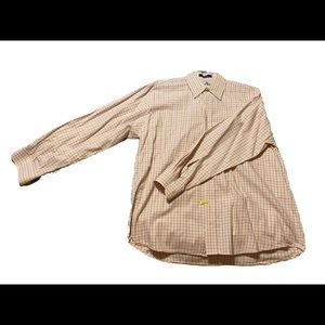 Alan Flusser. White with orange, blue, purple and brown stripes.